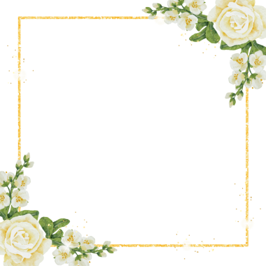 suluboya beyaz gül buketi altın lüks kare çerçeveli