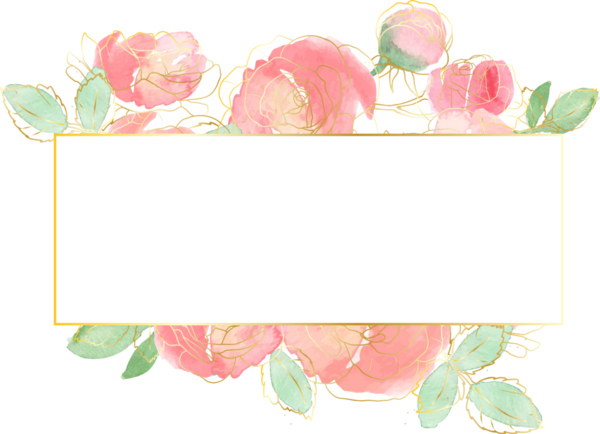 suluboya gül buketi çerçeveli altın çizgili sanat rozeti