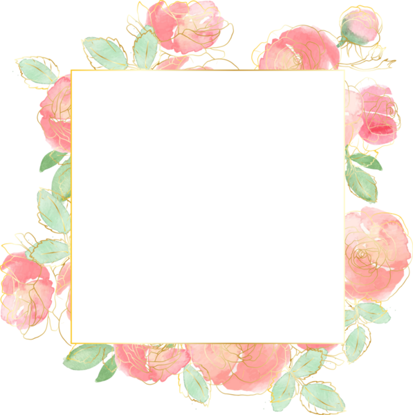 Altın çizgili suluboya gül çiçeği buketi.