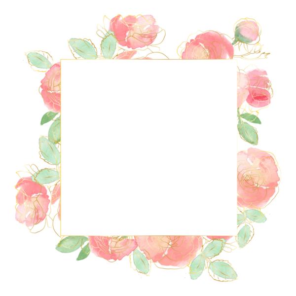 Altın çizgili suluboya gül buketi.