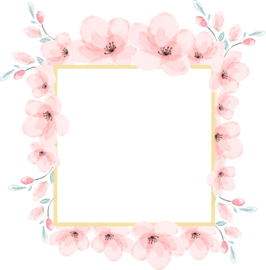 Pembe suluboya kiraz çiçeği altın çerçeve