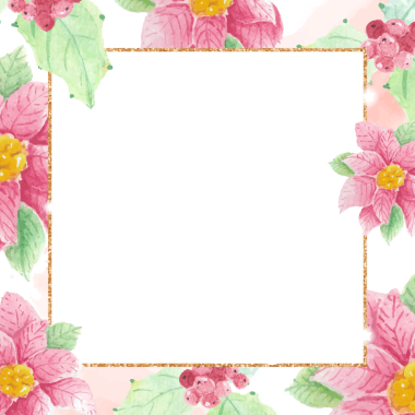 Altın lüks kare çerçeveli suluboya noktalı kutsal çiçek Noel 'i