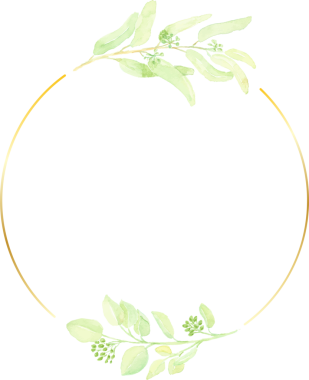 suluboya el okaliptüs yaprağını altın minimumda çerçeveyle çizdi