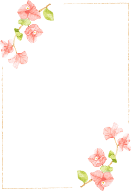 suluboya pembe Bougainvillea düğün ya da doğum günü davetiyesi için minimal çerçeve
