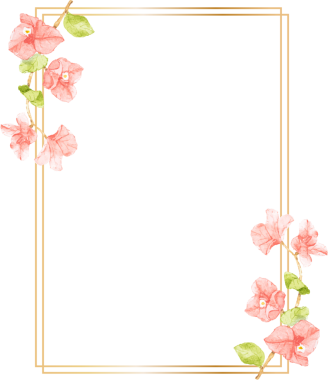 suluboya pembe Bougainvillea çiçek buketi. Fotokopi alanı olan altın çelenk çerçeveli.