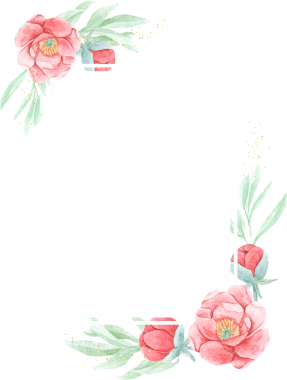 suluboya kırmızı şakayık ve yuvarlak altın çelenk çerçeveli