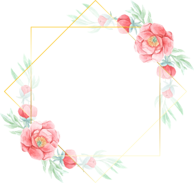 suluboya kırmızı şakayık ve yuvarlak altın çelenk çerçeveli