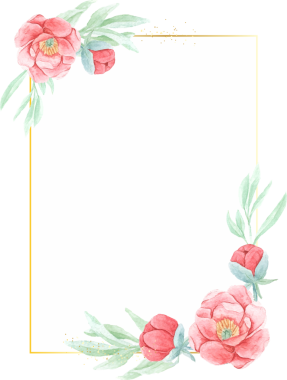 suluboya kırmızı şakayık ve yuvarlak altın çelenk çerçeveli