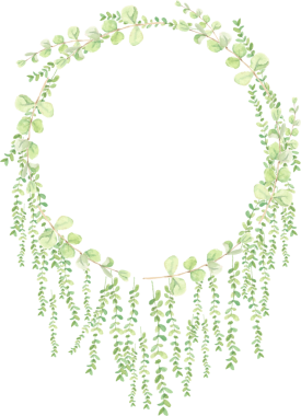 suluboya yeşil okaliptüs yapraklı çelenk çerçevesi