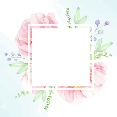 suluboya pembe şakayık çiçekli buket çelenk altın parıltılı kare kare düğün davetiyesi kartı ya da pankart