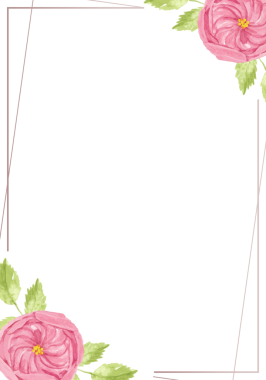 Düğün veya doğum günü davetiyesi için çerçeveli suluboya pembe İngiliz gülü