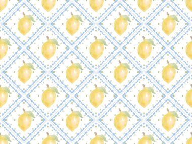 Mavi çizgi üzerinde suluboya sarı limon. Düz iz izi yok.