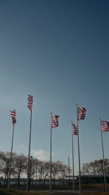 Muhteşem ve çarpıcı Amerikan bayrakları gururla ve zarif bir şekilde dalgalanıyor.