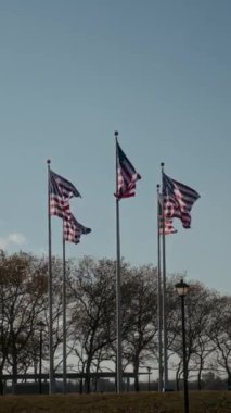 Muhteşem ve çarpıcı Amerikan bayrakları gururla ve zarif bir şekilde dalgalanıyor.