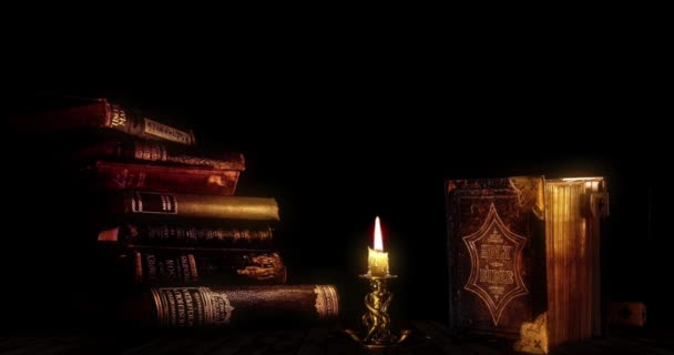 Biblia Book Creation Fantasy Magic Literature Religia Koncepcja Open Learn — Wideo stockowe