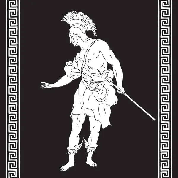 Starověký Řecký Bůh Válečník Ilustrace Pro Návrhy Sociálních Médií — Stock fotografie