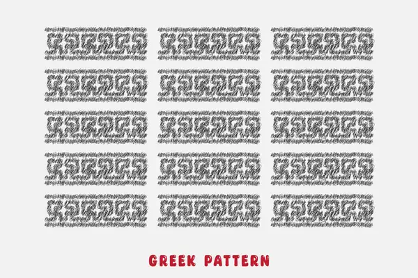 希腊键模式正方形帧集合 装饰古曲 希腊边境装饰设置与反复几何主题和圆形希腊纺织图案 社交媒体模板 墙壁纹理 T恤衫打印 — 图库照片