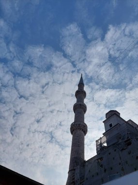 the view from the top of the mosque on a blue sky