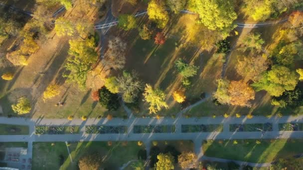 Cidade Histórica Olomouc Drone Parque Aéreo Outono Tiro Vista Panorama — Vídeo de Stock