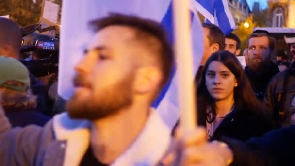 Demonstration Israel Man Kvinnor Upplopp Aktivist Mot Kidnapping Folk Hamas — Stockvideo