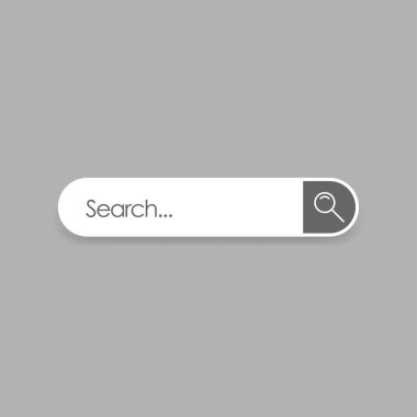 Gri arkaplanda www arama çubuğu simgesi izole edildi. Web sitesi şablonu, uygulama, ui ve logo için www arama çubuğu simgesi. Yaratıcı iş kavramı, vektör illüstrasyonu.