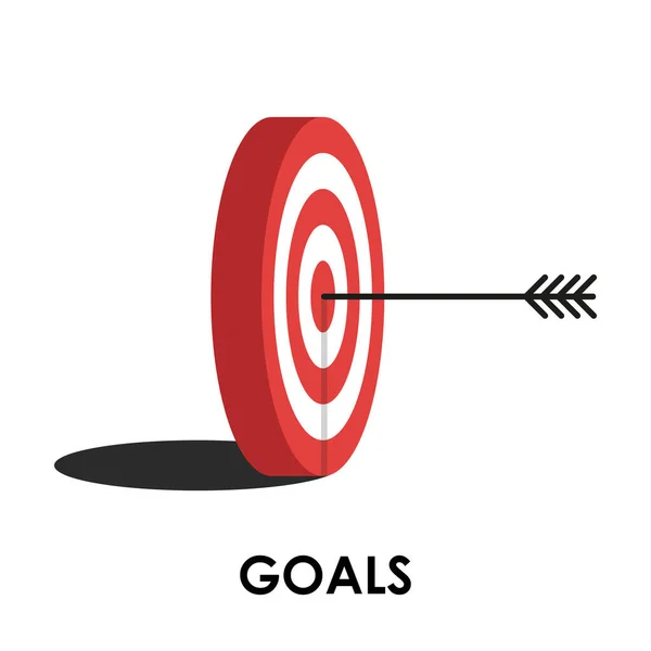 標的だ 赤の目標 アイデアのコンセプト 完璧なヒット ターゲットの目標アイコン 抽象的なピンロゴの成功 事業戦略と課題失敗の概念 — ストックベクタ