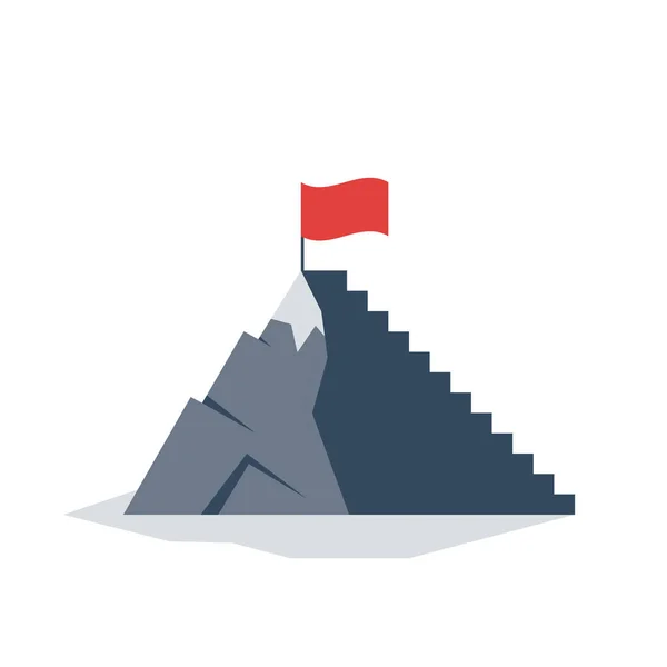 Menaklukkan Gunung Lanskap Latar Belakang Untuk Mencapai Tujuan Langkah Langkah - Stok Vektor