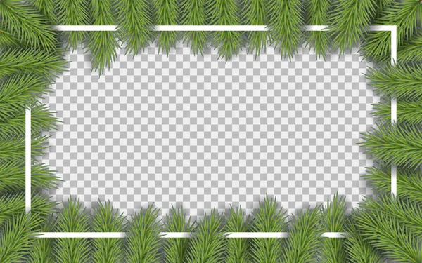 有松树枝干的矢量圣诞节框架具有设计空间 卡通新年画框的背景 文字的空间 — 图库矢量图片