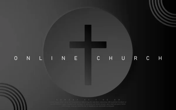 Bannière Eglise Vectorielle Ligne Adore Jésus Événement Direct Fond Noir — Image vectorielle