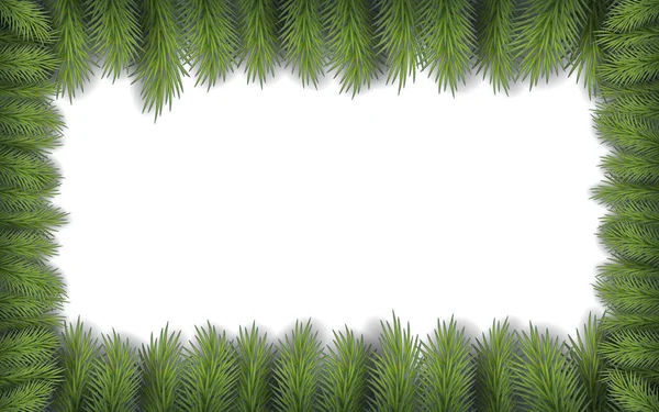 圣诞框架与松树枝条与文字的空间 现代平面插图 白色背景下附有现实的云杉分枝的框架用于贺卡 — 图库矢量图片