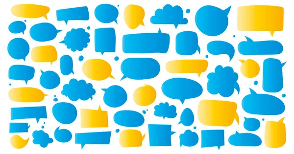 Set Hand Drawn Speech Bubbles Modern Flat Illustration Blue Yellow — Stock Vector