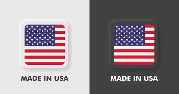 Значки Сделанные Сша Американским Флагом Современная Плоская Иллюстрация Две Этикетки — стоковый вектор