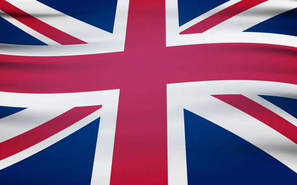 英国国旗 波浪棉织物上的状态符号 现实向量例证 — 图库矢量图片