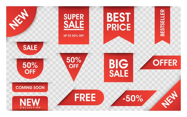 Preço Tags Coleção Vetorial Fita Venda Banners Isolados Novas Ofertas —  Vetores de Stock