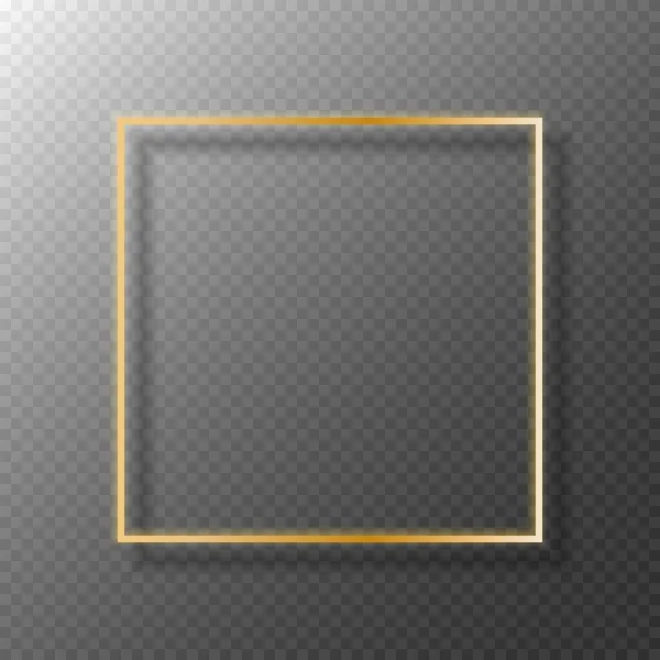 Gouden Glanzende Gloeiende Vintage Frame Gouden Luxe Realistische Rechthoek Rand — Stockvector