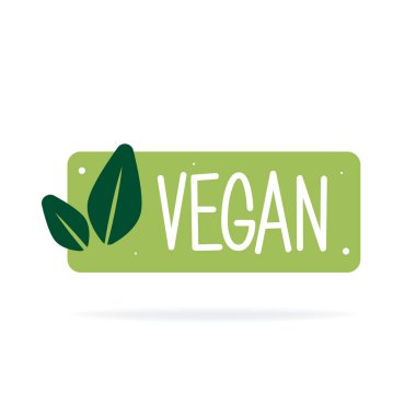 Vegan Biyoloji, Ekoloji, Organik logo ve ikon, etiket, etiket. Beyaz arkaplanda yeşil yaprak simgesi.