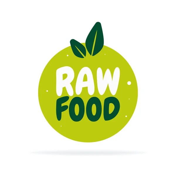 Färsk Hälsosam Ekologisk Vegan Raw Food Badge Vektor Handritad Illustration — Stock vektor