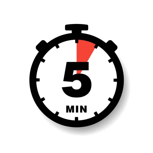Five Minutes Analog Clock Flat Style Design Vector Illustration Icon — Stock Vector