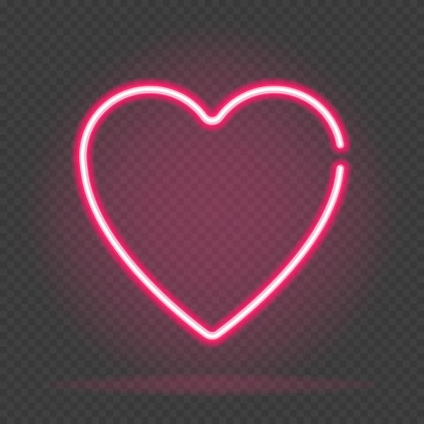 Яркое Неоновое Сердце Знак Сердца Темном Прозрачном Фоне Эффект Неонового — стоковый вектор