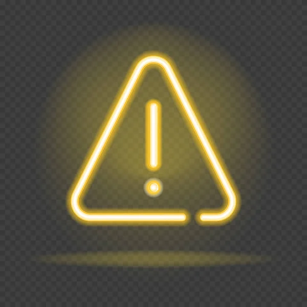 Señal Advertencia Texto Neón Triángulo Con Signo Exclamación Diseño Precaución — Vector de stock