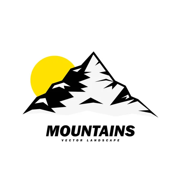 Black White Mountain Med Sun Explorer Äventyrsmärke Logo Sign Ikon — Stock vektor