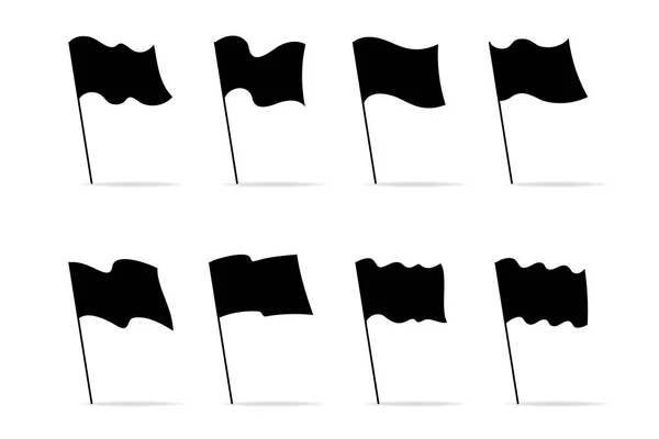 轮廓设置了用于装饰图形的黑旗图标 现代平面插图 收集在白色上隔离的不同旗帜 — 图库矢量图片