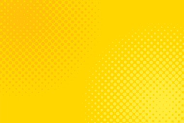 Arkaplanda yarım tonlu notalar var. Pop sanat şablonu, doku. Sarı ve turuncu. Vektör illüstrasyonu.