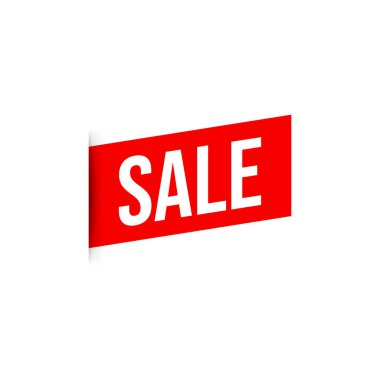 Kırmızı indirimli etiket. Gerçekçi gölge. Vektör pankartı.