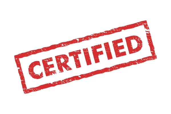 Certyfikowany Czerwony Znaczek Gumy Grunge Certyfikowany Znak Wektor Płaska Ilustracja — Wektor stockowy