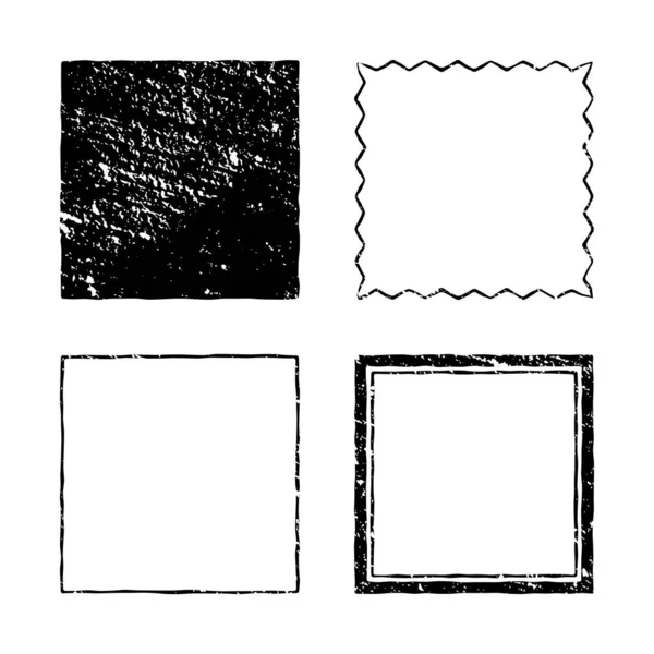 Σετ Καρέ Στυλ Grunge Εικονογράφηση Διανύσματος Βρώμικο Πλαίσιο Λίγο Μαύρο — Διανυσματικό Αρχείο