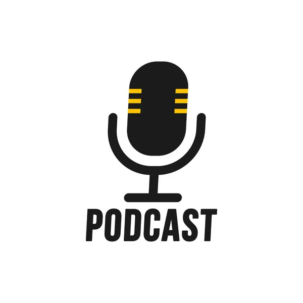 Podcast Vector Flat Illustration Icon Logo Design White Background — Stock Vector