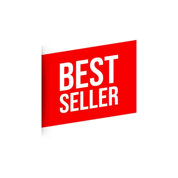 Bestseller Rood Lint Realistische Schaduw Vector Banner — Stockvector