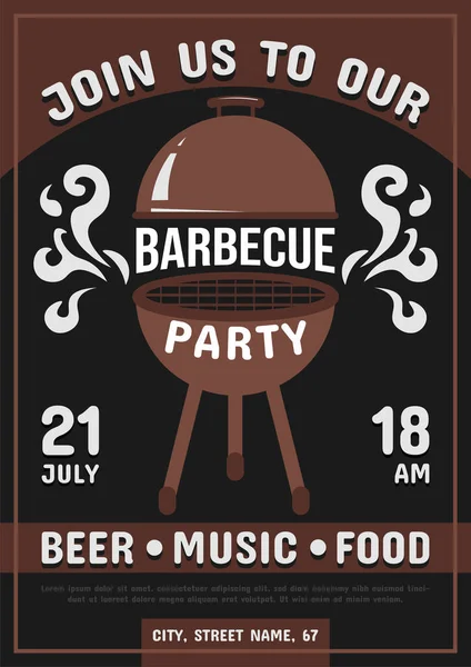 Bbq Party Flyer Vorlage Barbecue Party Poster Mit Beispieltext Moderner — Stockvektor