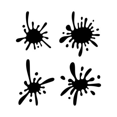 Siyah boya vektör simgesi. Çizgi film mürekkebi sıçradı..